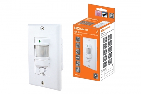 TDM ELECTRIC SQ0324-0012 Датчик движения  встраив. в стену  ДДВ-02 1200Вт, 10-1800с, 9м, 10Лк, 140гр, IP20, TDM